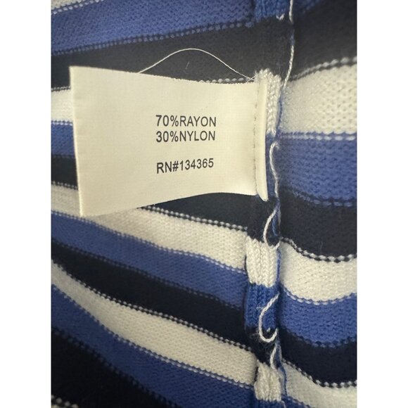 Boston Proper Blue Striped Soft Sweater Embellished Neckline Size XS Knit Top - Picture 6 of 8